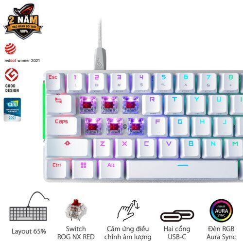 Bàn phím Gaming Asus ROG Falchion Ace Wired RGB White 90MP0346-BKUA10