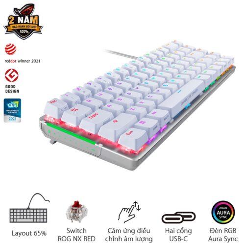 Bàn phím Gaming Asus ROG Falchion Ace Wired RGB White 90MP0346-BKUA10