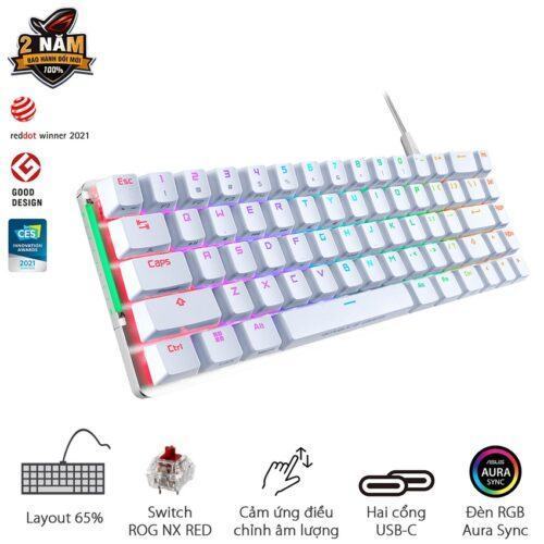 Bàn phím Gaming Asus ROG Falchion Ace Wired RGB White 90MP0346-BKUA10