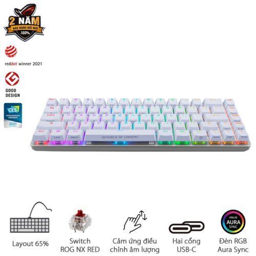 Bàn phím Gaming Asus ROG Falchion Ace Wired RGB White 90MP0346-BKUA10