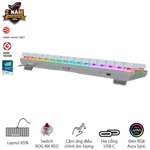 Bàn phím Gaming Asus ROG Falchion Ace Wired RGB White 90MP0346-BKUA10