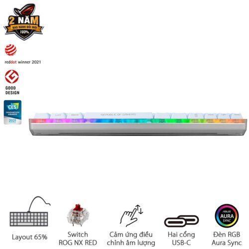 Bàn phím Gaming Asus ROG Falchion Ace Wired RGB White 90MP0346-BKUA10