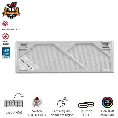 Bàn phím Gaming Asus ROG Falchion Ace Wired RGB White 90MP0346-BKUA10