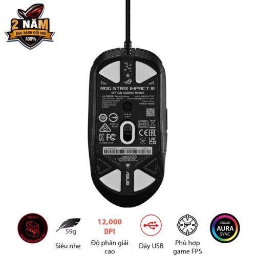 Chuột Gaming có dây Asus ROG Strix Impact III USB/RGB/ĐEN
