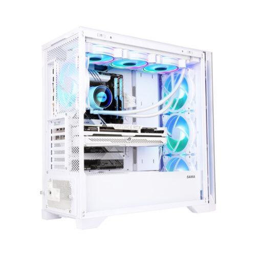 Vỏ Case SAMA 4502 White (ATX/Mid Tower/Màu Trắng/Kèm sẵn 3 Fan ARGB)
