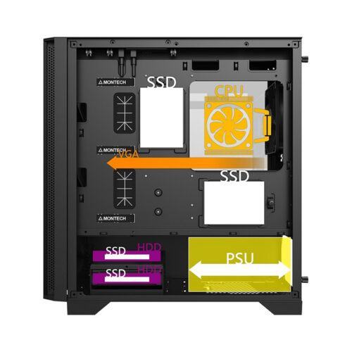 Vỏ Case MONTECH Air 100 Lite Black (MATX/Mid Tower/Màu Đen)