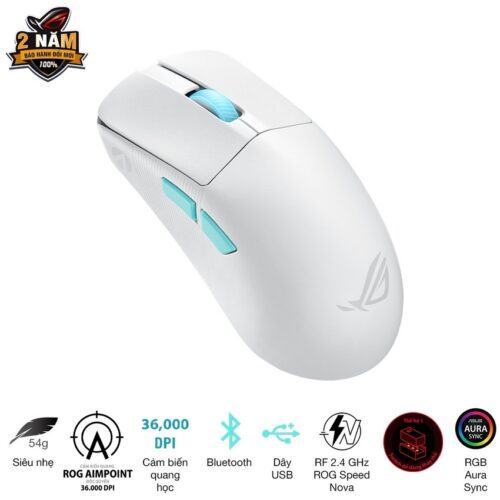 Chuột Gaming không dây Asus ROG Harpe Ace Aim Lab Edition-Moonlight White