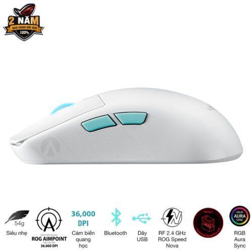 Chuột Gaming không dây Asus ROG Harpe Ace Aim Lab Edition-Moonlight White