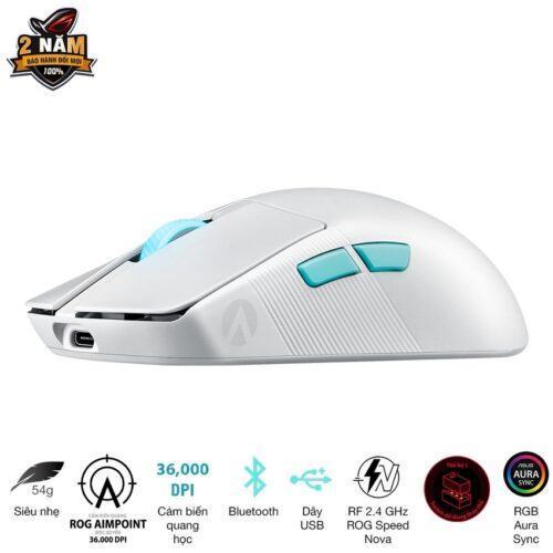 Chuột Gaming không dây Asus ROG Harpe Ace Aim Lab Edition-Moonlight White