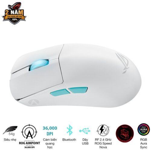 Chuột Gaming không dây Asus ROG Harpe Ace Aim Lab Edition-Moonlight White