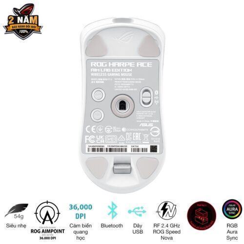 Chuột Gaming không dây Asus ROG Harpe Ace Aim Lab Edition-Moonlight White