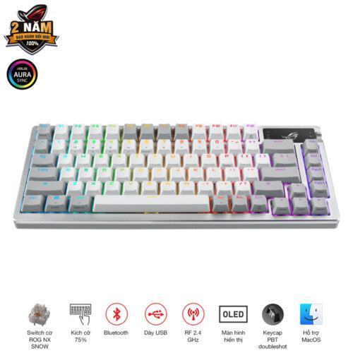 Bàn phím Gaming ASUS ROG AZOTH/NXSW/US/PBT/WHT/Trắng