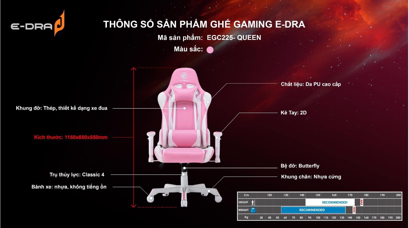Ghế gamer E-Dra Queen 4