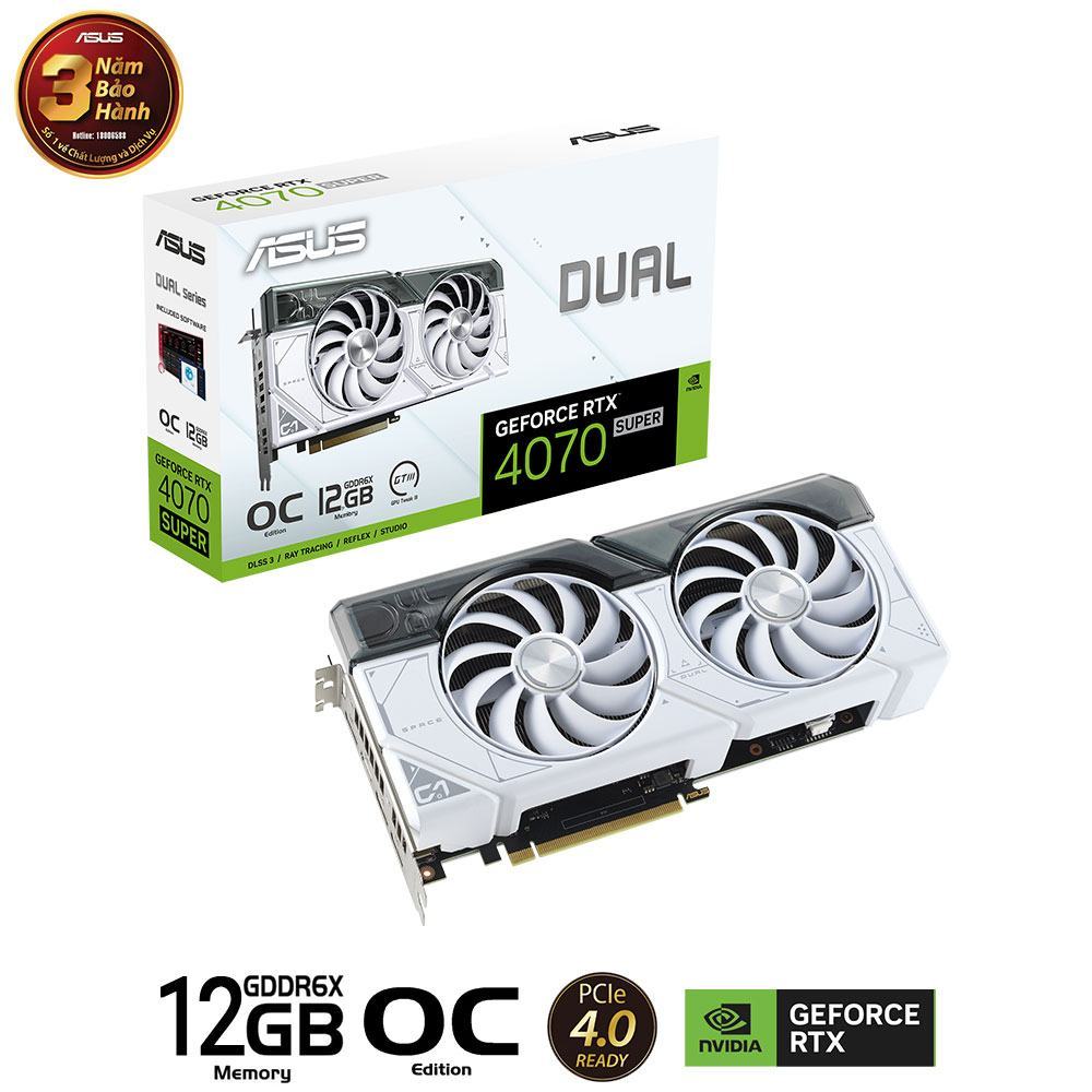 Card màn hình Asus DUAL RTX 4070 SUPER-O12G WHITE