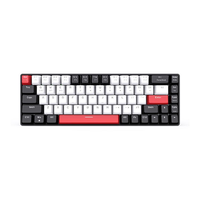 Bàn phím cơ không dây EDRA EK368L Black White Blue switch (Bluetooth, Wireless 2.4G)