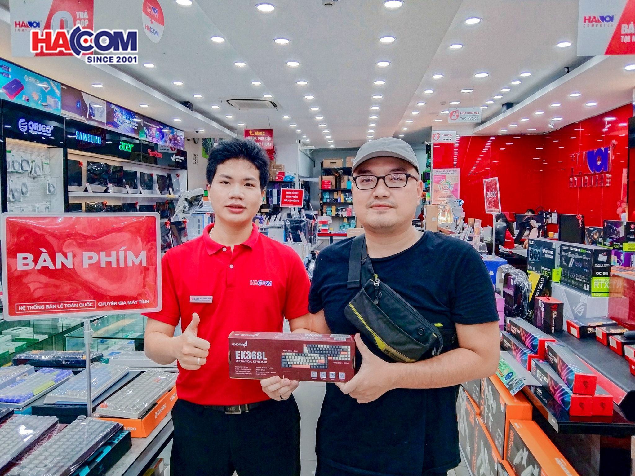 KHLMC Bàn phím cơ không dây EDRA EK368L Black White Brown switch