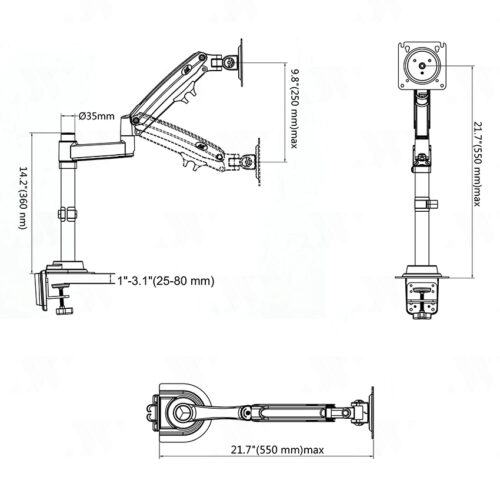 Giá treo màn hình gắn bàn North Bayou H100 Màu Xám