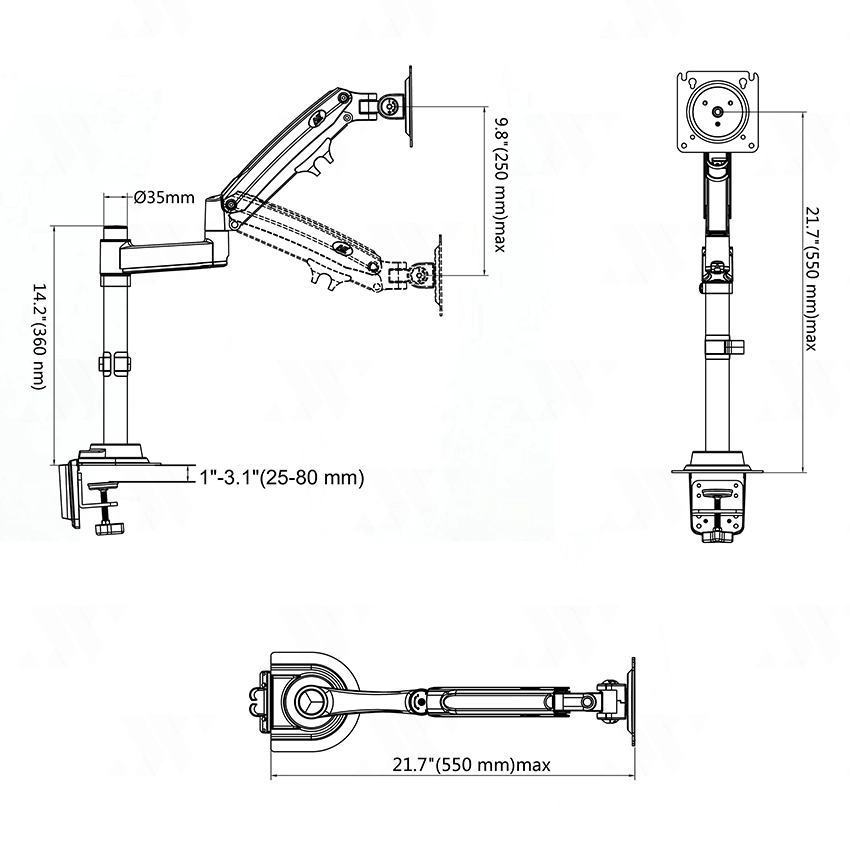 Giá treo màn hình gắn bàn North Bayou H100 Màu Xám