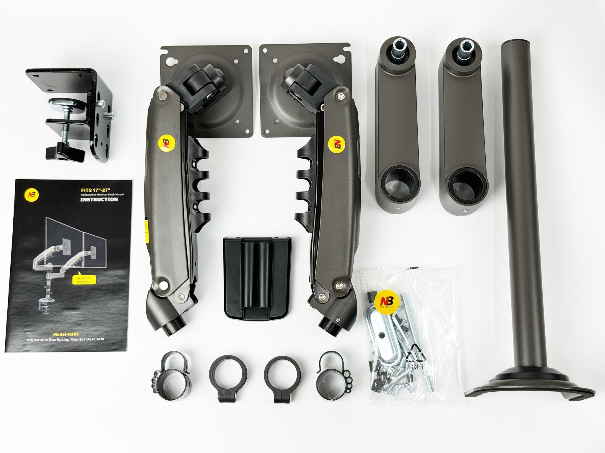 Giá treo 2 màn hình North Bayou H180 màu xám