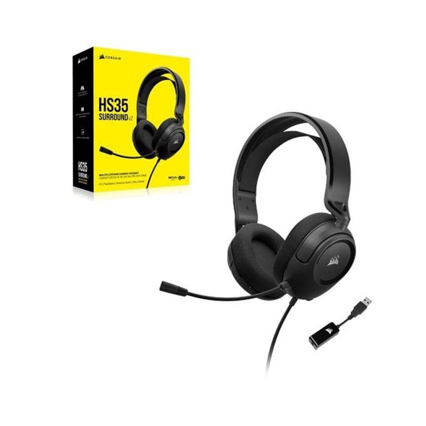 Tai nghe Gaming Corsair HS35 Surround V2 Carbon (Jack 3.5mm / Adapter USB)