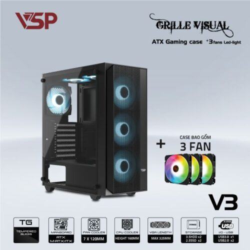 Vỏ Case VSP GAMING V3 - ĐEN (ATX/Mid Tower)