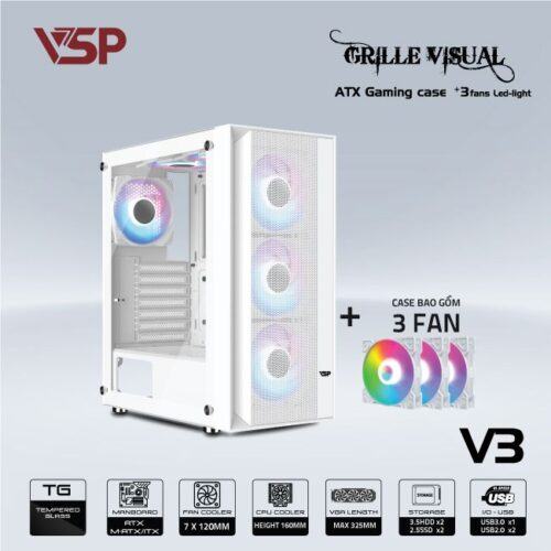 Vỏ Case VSP GAMING V3 - TRẮNG (ATX/Mid Tower)