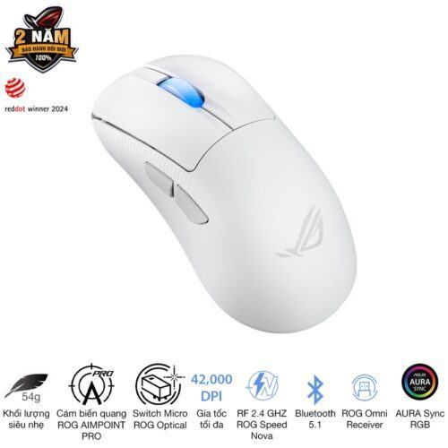 Chuột Gaming không dây Asus ROG Keris II Ace White