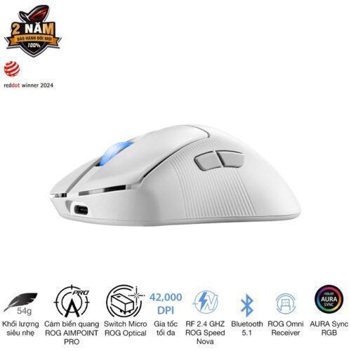 Chuột Gaming không dây Asus ROG Keris II Ace White