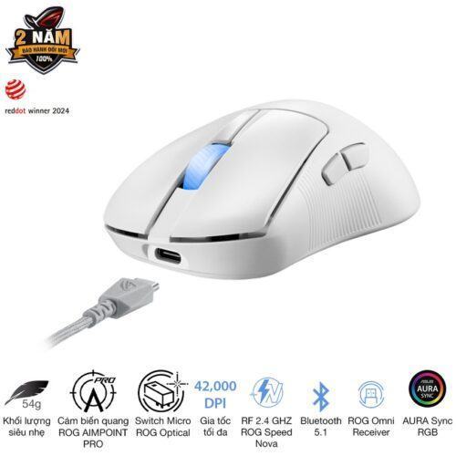 Chuột Gaming không dây Asus ROG Keris II Ace White