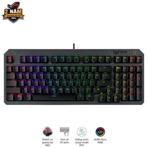 Bàn phím cơ Asus TUF K3 Gen II Black (USB/Optical Red Switch/ABS/RGB)