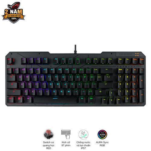Bàn phím cơ Asus TUF K3 Gen II Black (USB/Optical Red Switch/ABS/RGB)