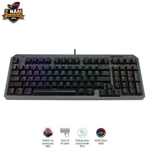 Bàn phím cơ Asus TUF K3 Gen II Black (USB/Optical Red Switch/ABS/RGB)