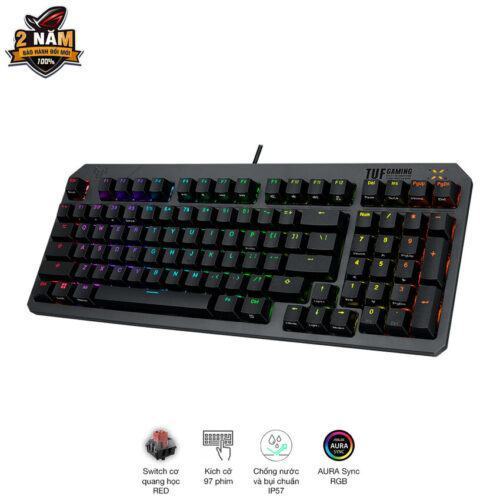 Bàn phím cơ Asus TUF K3 Gen II Black (USB/Optical Red Switch/ABS/RGB)