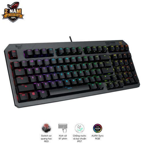 Bàn phím cơ Asus TUF K3 Gen II Black (USB/Optical Red Switch/ABS/RGB)