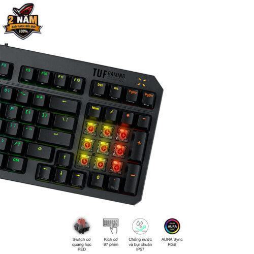 Bàn phím cơ Asus TUF K3 Gen II Black (USB/Optical Red Switch/ABS/RGB)