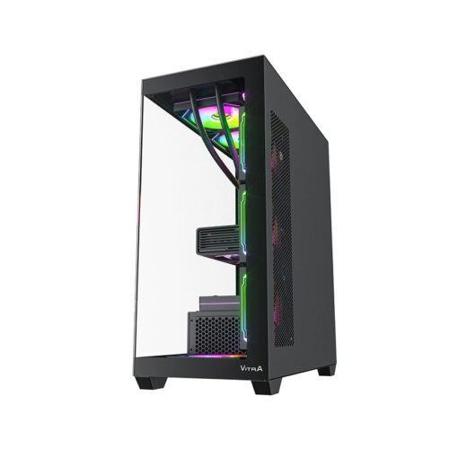 Vỏ Case VITRA ATLANTIS WX1 Black (ATX/Màu Đen)
