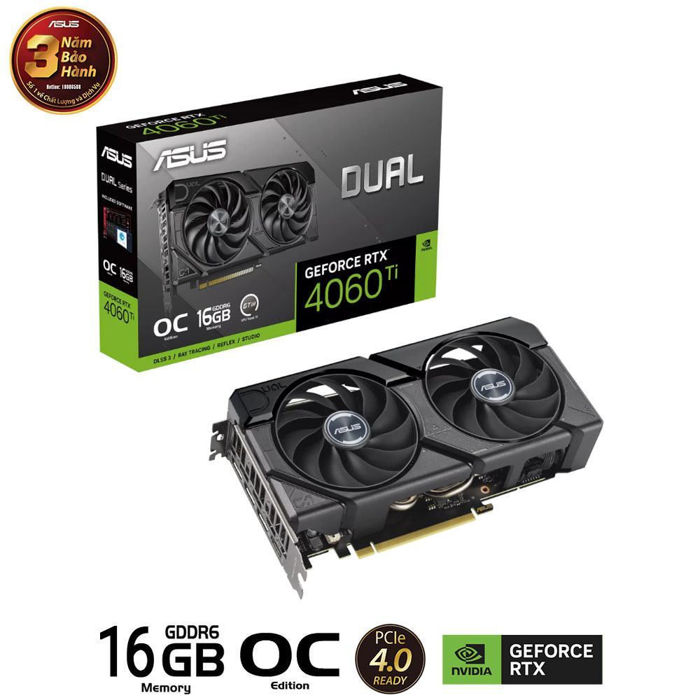 Card màn hình Asus DUAL-RTX 4060 Ti-O16G-EVO