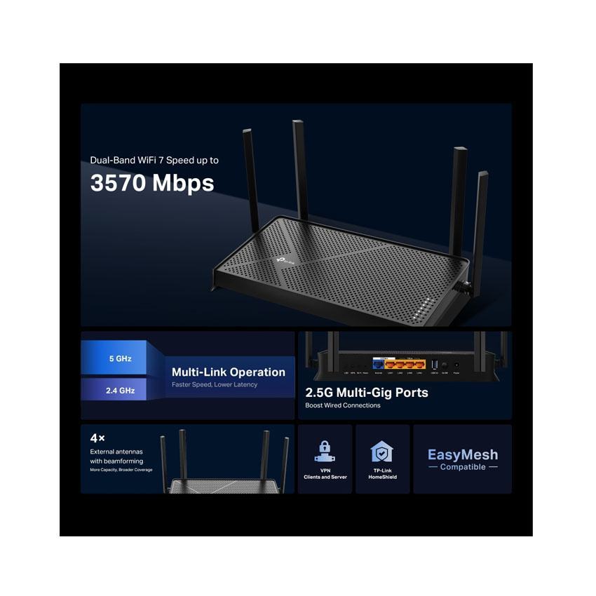 Bộ phát Wifi 7 TP-Link Archer BE230 BE 3600 Dual-Band (Wifi7/BE3600/EasyMesh)