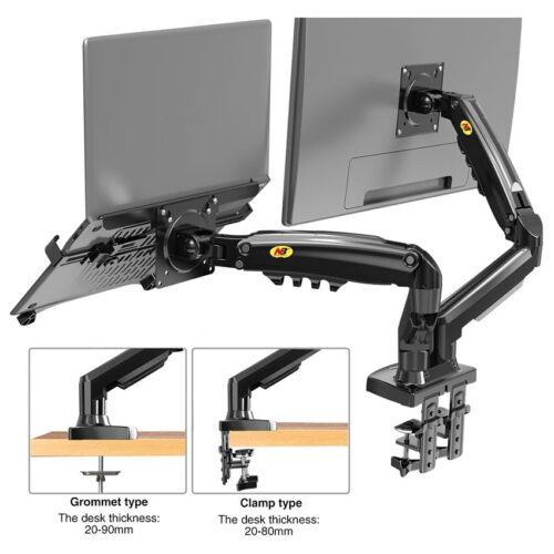 Combo Giá Treo Màn Hình NB F160 Kẹp Đỡ Laptop FP2 Màu Xám