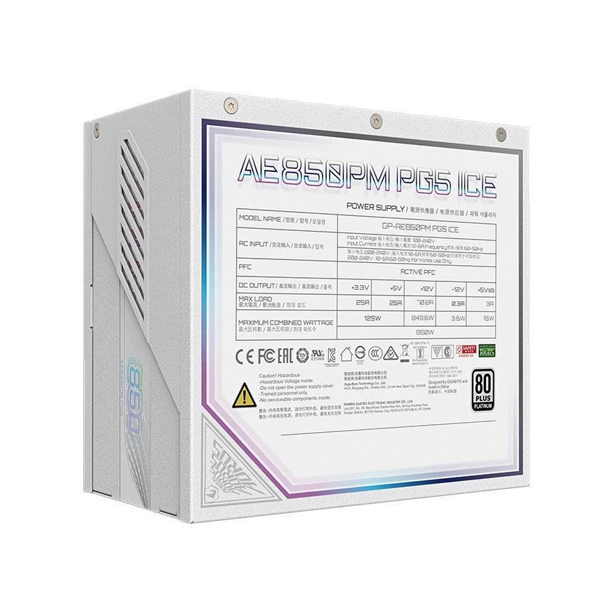Nguồn GIGABYTE GP-AE850PM PG5 ICE 850W (80 plus Platinum/Màu Trắng)