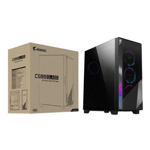Vỏ Case AORUS C500 GLASS GB-AC500G ST (eATX/Màu đen/kèm 4 quạt ARGB)