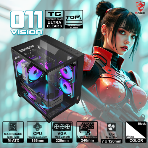 Vỏ Case MAGIC O11 Vision Black (mATX/Mid Tower/Màu Đen)