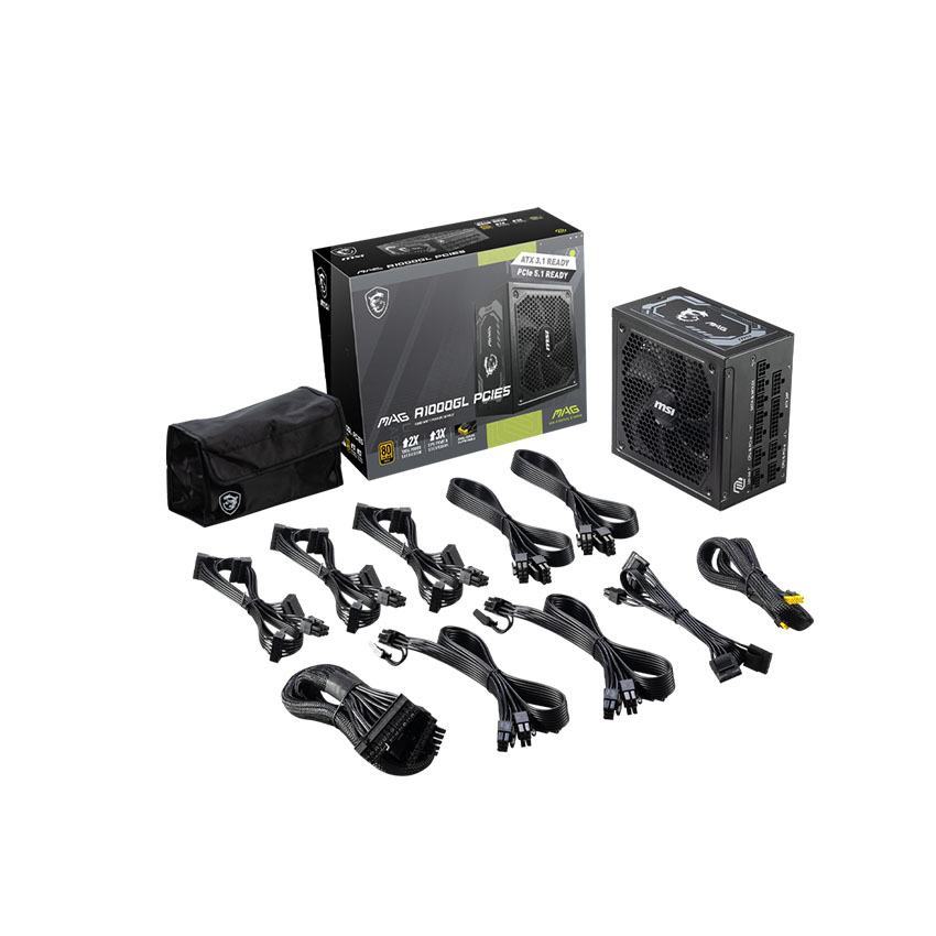 Nguồn máy tính MSI MAG A1000GL PCIE5 1000W (80 Plus Gold/PCI-e 5.0/ATX3.0)