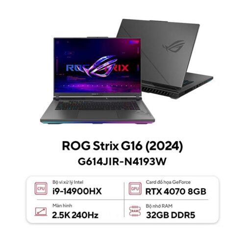Laptop Asus Gaming ROG Strix G614JIR-N4193W (i9 14900HX/32GB RAM/1TB SSD/16 WQXGA 240hz/RTX 4070 8GB/Win11/Xám/Chuột/Balo)
