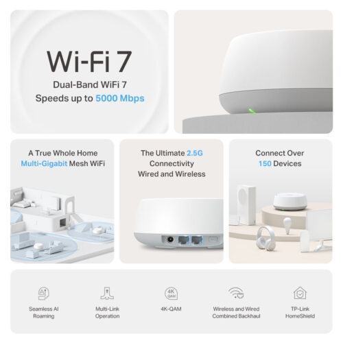 Router TP-Link Deco BE25 (1-Pack) Mesh wifi 7 BE5000