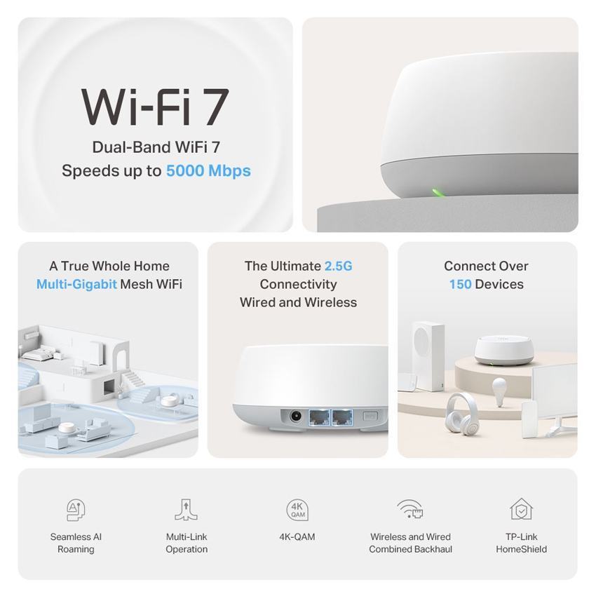 Router TP-Link Deco BE25 (1-Pack) Mesh wifi 7 BE5000