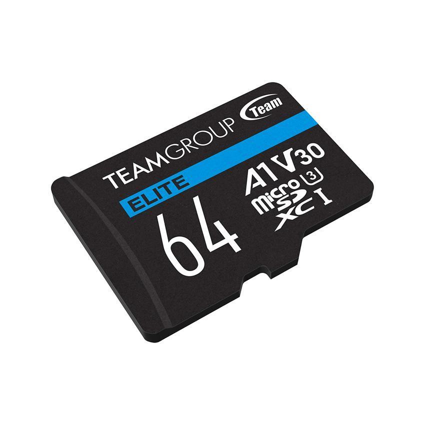 Thẻ nhớ Teamgroup 64GB UHS-I MicroSDXC, A1,V30,U3, Speed 100MB/s, UltraHD 4K (TEAUSDX64GIV30A103)
