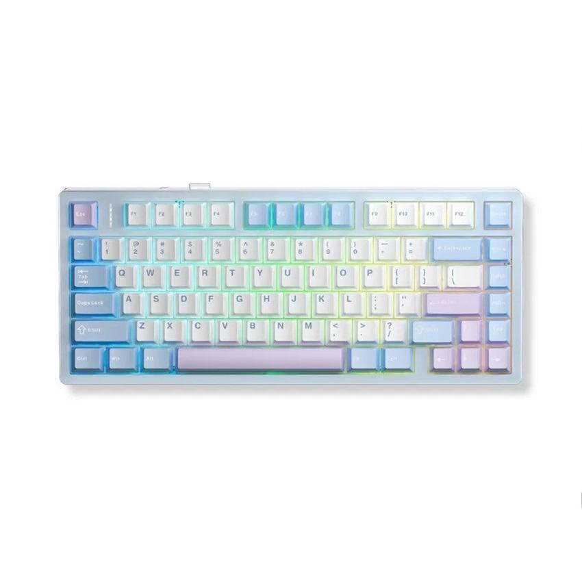 Bàn phím cơ gaming AULA M75 (3 Mode/ Xanh + Trắng + Tím/ Purple Fire V2 Switch)