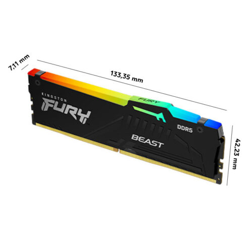 Ram Desktop Kingston FURY Beast RGB (KF552C40BBAK2-16) 16GB (2x 8GB) DDR5 5200Mhz