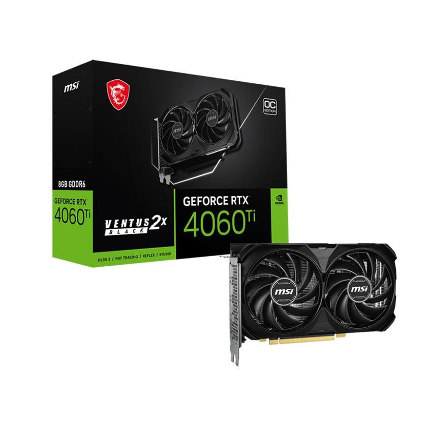 Card màn hình MSI RTX 4060 Ti VENTUS 2X BLACK 8G E1 OC